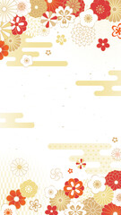 華やかな花の和風背景デザイン