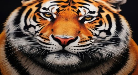 Fototapeta premium Close up portrait of a majestic bengal tiger with piercing yellow eyes and distinctive orange and