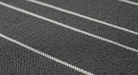 Close-up view of a textured, dark surface with evenly spaced white stripes running across, creating a linear pattern. The focus is soft, highlighting the woven texture