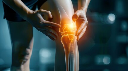 Knee Pain and Osteoarthritis Concept with Medical Anatomy and Inflammation Highlight