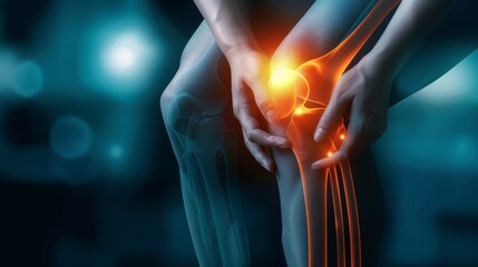 Knee Pain and Osteoarthritis Concept with Medical Anatomy and Inflammation Highlight