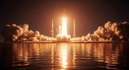 Dramatic Liftoff Rocket Soars