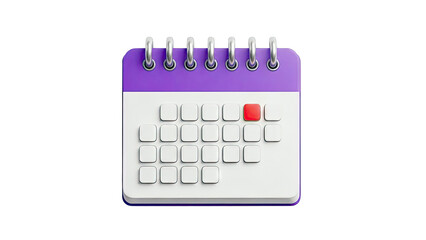 Stylized 3D Calendar Icon with Red Highlighted Day