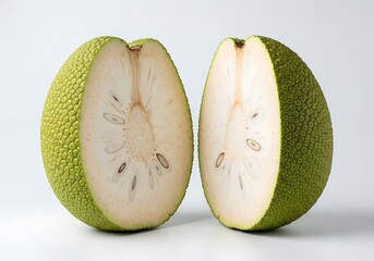 Fresh Breadfruit Cut in Half Showing Texture
