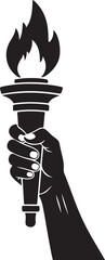 Black Torch Silhouette Icon Holding Flame Symbol