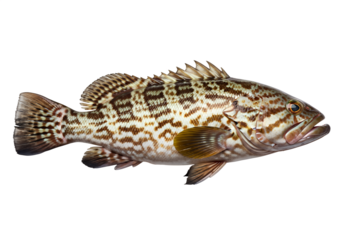 Fresh Grouper Fish on transparent Background
