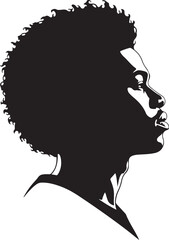 Minimal Afro Man Side Profile Black Silhouette Art