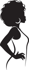 Elegant Afro Woman Side Profile Black Silhouette Art