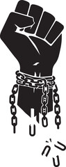 Clenched Fist Breaking Chain Symbol of Freedom and Power