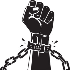 Raised Fist Breaking Chains Freedom Silhouette Vector