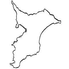 千葉県地図 筆タッチ 和風 関東 東日本 / A brushstroke map of Chiba prefecture