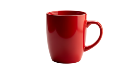 Beautiful red coffee mug isolated on white background isolated on transparent background