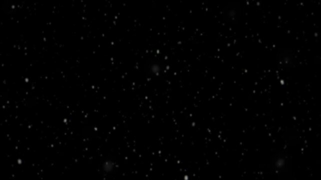 Realistic **Slow Falling Snow Overlay** on Black Background Seamless Loop 4K