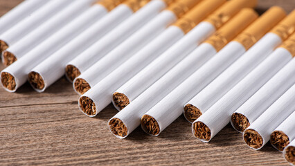 finely crushed tobacco leaf that is used in the manufacture of cigarettes on table