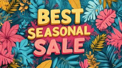 Tropical floral design announcing a seasonal sale.