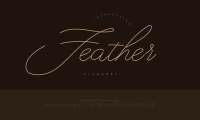 Feather Minimalist Thin Line Signature Script Font Alphabet Vector For Fashion Branding