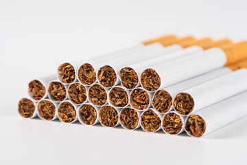 Smoking cigarettes isolated on white background