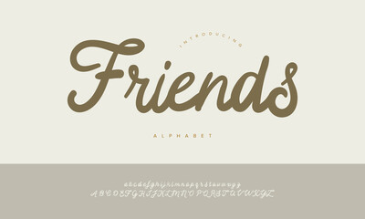 Friends Retro Bold Monoline Script Font Alphabet Vector For Kids And Food Packaging