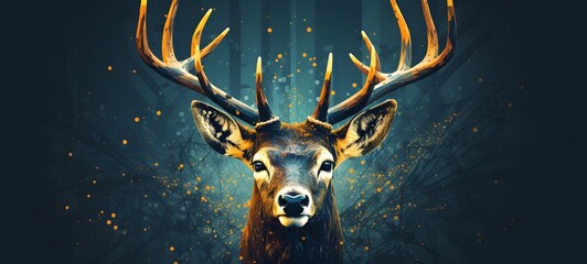 Pointillist grunge design of deer with abstract dotted pattern,generative AI