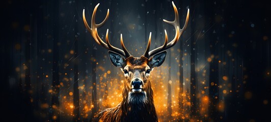 Pointillist grunge design of deer with abstract dotted pattern,generative AI