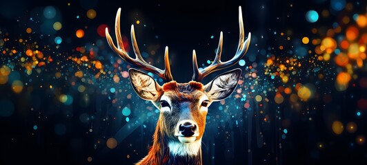 Pointillist grunge design of deer with abstract dotted pattern,generative AI