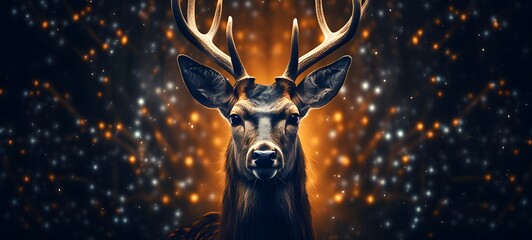 Pointillist grunge design of deer with abstract dotted pattern,generative AI