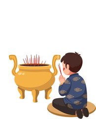 Boy Praying with Incense 