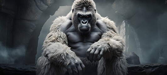 realistic photo of white gorilla,generative AI