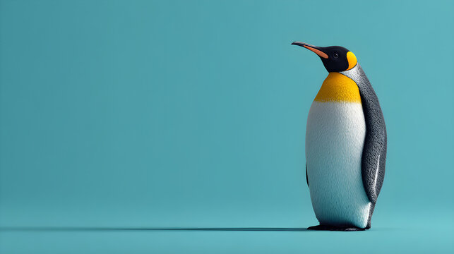 king penguin on blue background