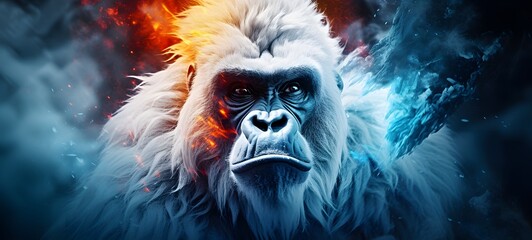 realistic photo of white gorilla,generative AI