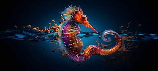 realistic photo of a glossy seahorse ,generative AI