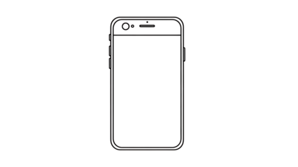 Simple line drawing of a mobile phone isolated on transparent background