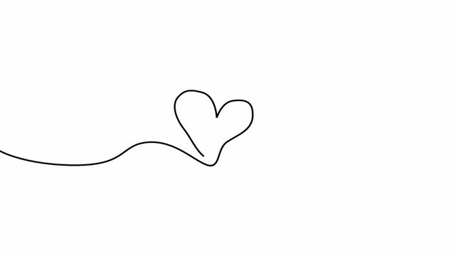  Abstract hearts continuous line drawing on white background. Animation of continuous drawing of heart line.