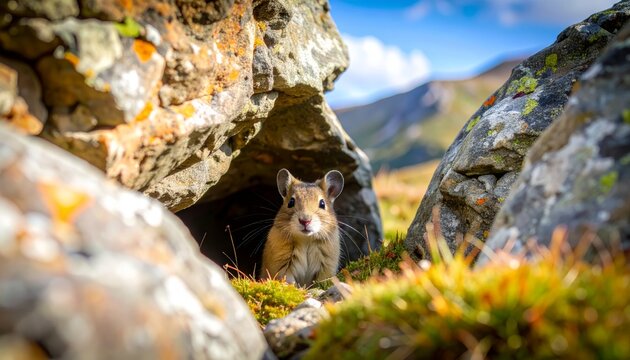 Pika Peeking from Rocky Mountain Crevice