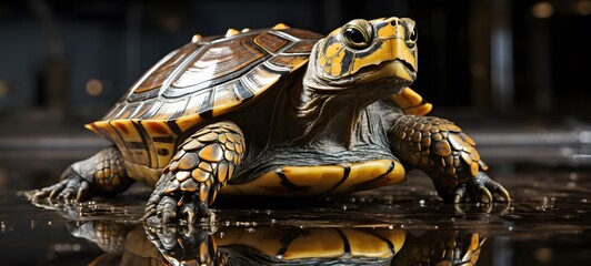 realistic photo of a glossy turtle,generative AI