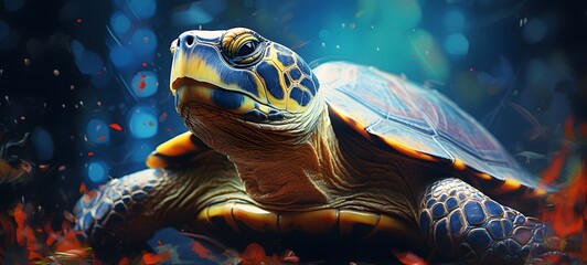 realistic photo of a glossy turtle,generative AI