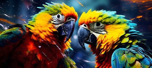 Fototapeta premium realistic photo of a glossy parrots ,generative AI