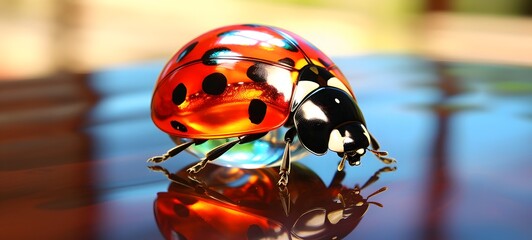 realistic photo of a glossy ladybug ,generative AI