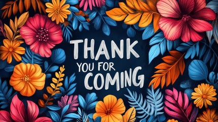 Vibrant floral frame surrounding "Thank You for Coming".