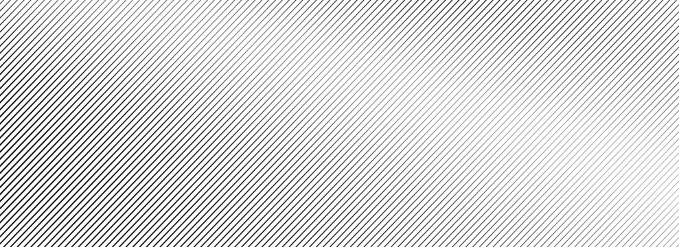 Thin slash line seamless pattern. Repeated fine diagonal lines background. Pinstripe wallpaper. Black and white tilted slanted strip backdrop. Repeating oblique linear texture overlay.Eps10