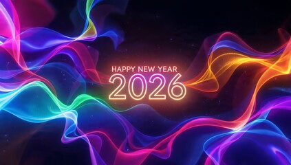 colourful neon light new year background