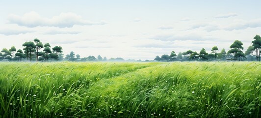Obraz premium realistic photo of a glossy grass field ,generative AI