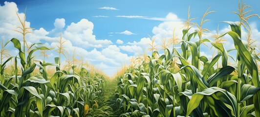 realistic photo of a glossy corn field ,generative AI
