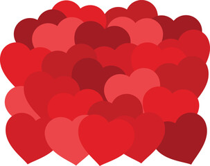 Vibrant Red Hearts Clustered Together