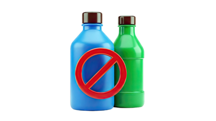 Two bottles with a red prohibition sign