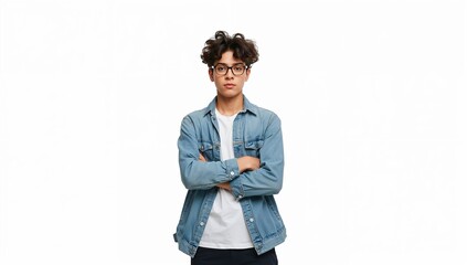Teenager in Peaceful Protest Stance Isolated on White Background