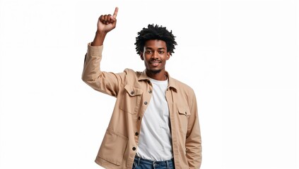 Adult Raising Fist in Peaceful Protest Isolated on White Background