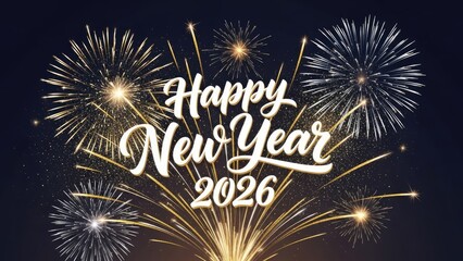 A bright New Year fireworks display over the river and beach creates a colorful pyrotechnics explosion in the night sky during a happy holiday festival celebration