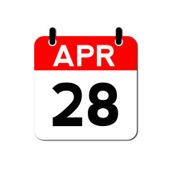 Fototapeta premium April 28 Day Calendar Vector Icon Perfect for planner, reminder, time management, schedule, office, business, and monthly event start design template