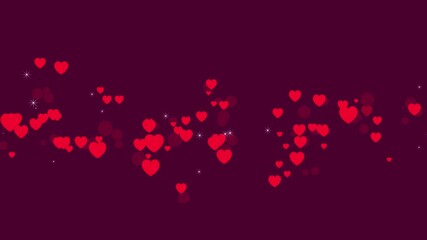 Romantic floating red heart shapes with star sparkles alpha channel loop. valentines day hearts overlay. - Powered by Adobe